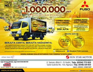 Iklan koran - Radar - PT Sun Star Motor Kediri - Colt diesel 1 juta unit 2017 - Januari 2017